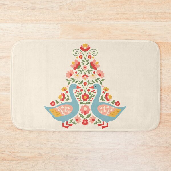 Item preview, Flower Patterned Blue Geese in Decorative Motifs – Scandinavian Folk Art by heidiannemorris © designed and sold by FOLK ART FUSION by heidiannemorris.