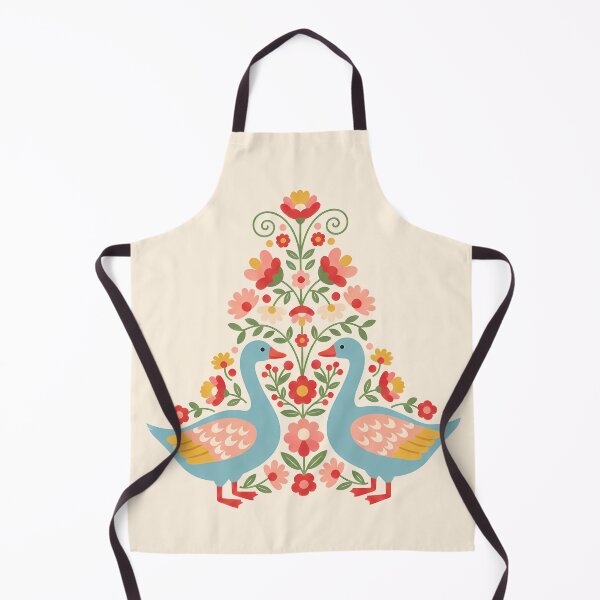 Item preview, Flower Patterned Blue Geese in Decorative Motifs – Scandinavian Folk Art by heidiannemorris © designed and sold by FOLK ART FUSION by heidiannemorris.