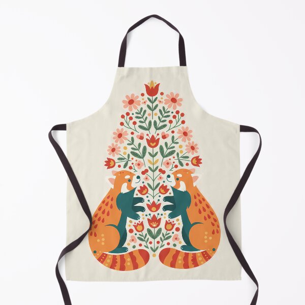 Item preview, Flower Patterned Red Pandas in Decorative Motifs – Scandinavian Folk Art by heidiannemorris © designed and sold by FOLK ART FUSION.