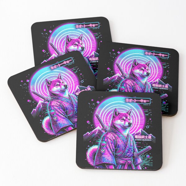 Item preview, Cyberpunk Shiba Inu Samurai Neon Synthwave Japanese Aesthetic designed and sold by graphixpolash.