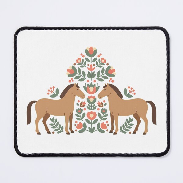 Item preview, Flower Patterned Horses in Decorative Motifs – Scandinavian Folk Art by heidiannemorris © designed and sold by FOLK ART FUSION by heidiannemorris.