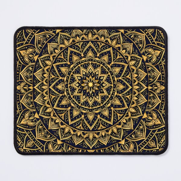 Item preview, dark blue and gold symetric professional mandala pattern designed and sold by WAUZ.