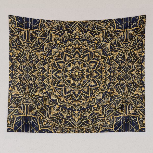 Item preview, dark blue and gold symetric professional mandala pattern designed and sold by WAUZ.