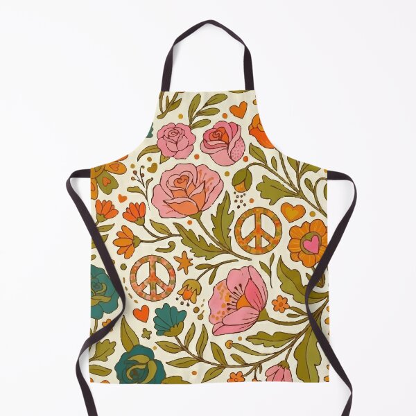 Item preview, Vintage 70s Boho Flower Power & Peace Sign Floral Pattern designed and sold by Far Out Goods.