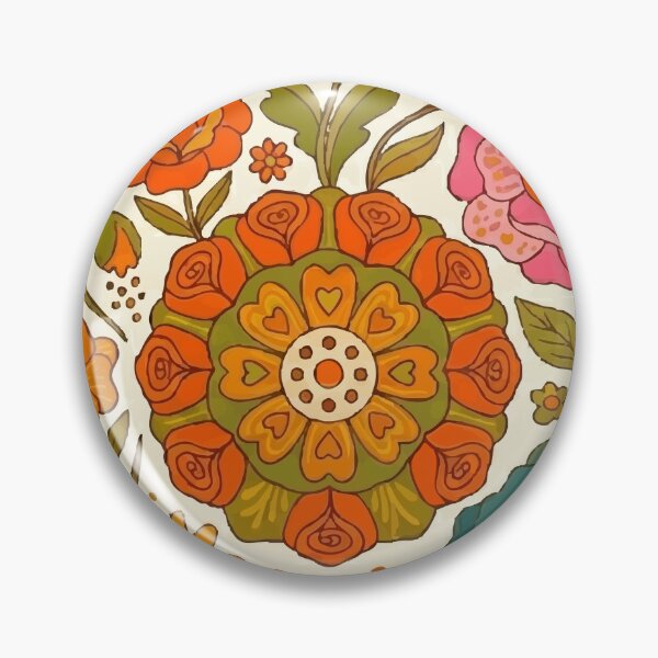 Item preview, Retro 70s Groovy Floral Mandala & Vintage Wildflower Pattern designed and sold by Far Out Goods.