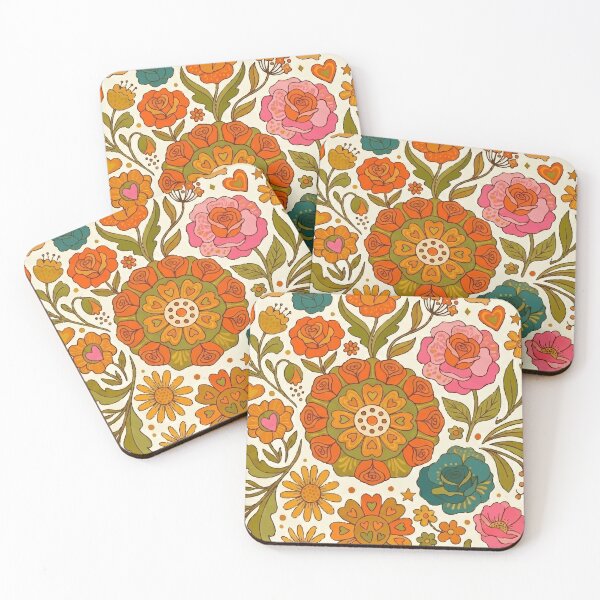 Item preview, Retro 70s Groovy Floral Mandala & Vintage Wildflower Pattern designed and sold by Far Out Goods.