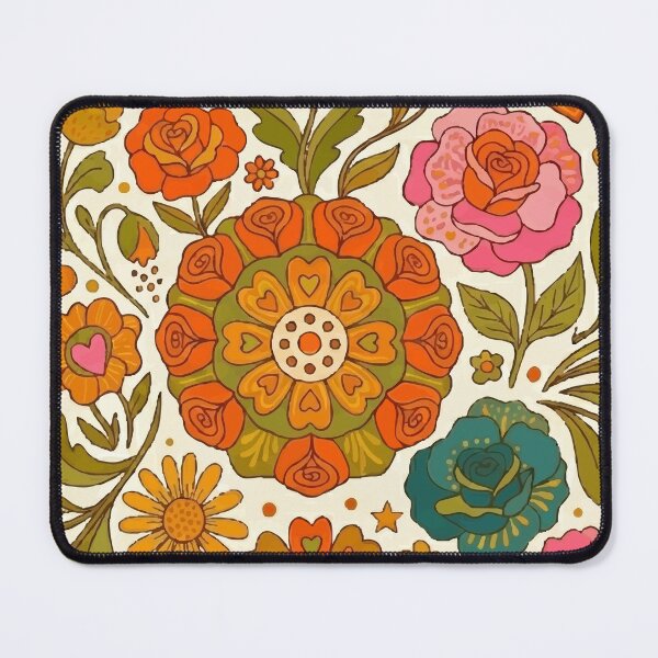 Item preview, Retro 70s Groovy Floral Mandala & Vintage Wildflower Pattern designed and sold by Far Out Goods.