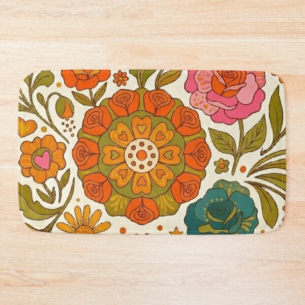 Item preview, Retro 70s Groovy Floral Mandala & Vintage Wildflower Pattern designed and sold by Far Out Goods.