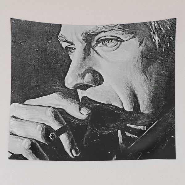 Item preview, The Silent Rebel: Steve McQueen Noir Graphite Impasto Portrait designed and sold by Art's Diner.