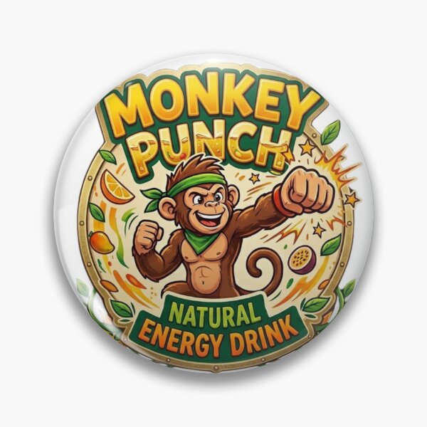 Item preview, Monkey Punch Natural Energy Drink - Tropical Retro Streetwear Badge designed and sold by Wear Sculpt.