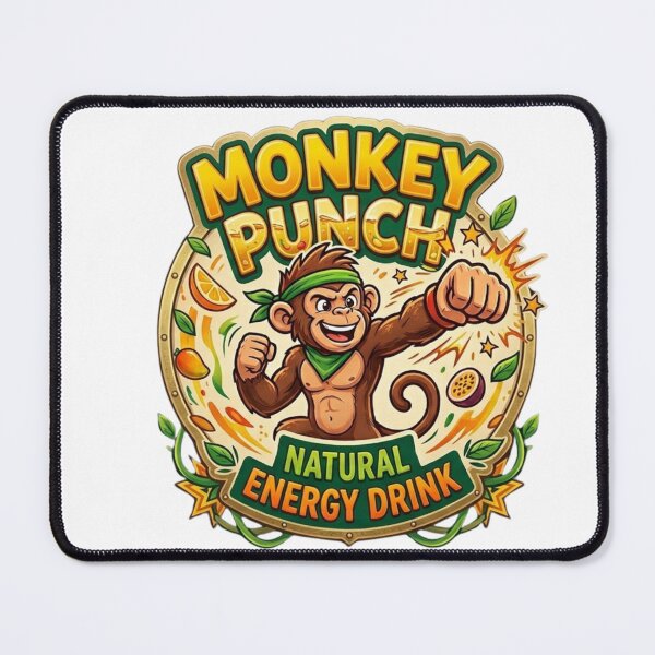 Item preview, Monkey Punch Natural Energy Drink - Tropical Retro Streetwear Badge designed and sold by Wear Sculpt.