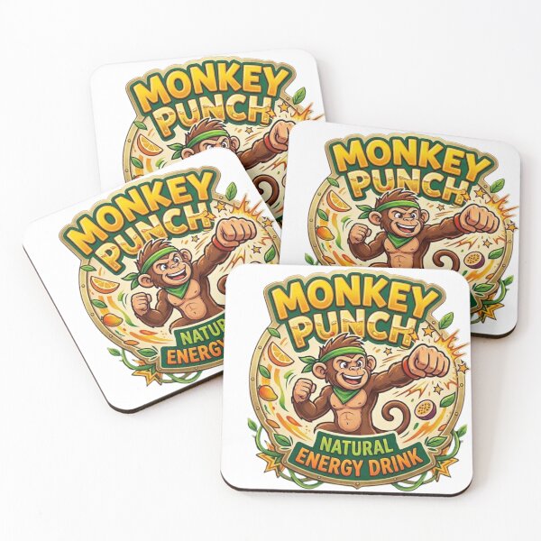 Item preview, Monkey Punch Natural Energy Drink - Tropical Retro Streetwear Badge designed and sold by Wear Sculpt.