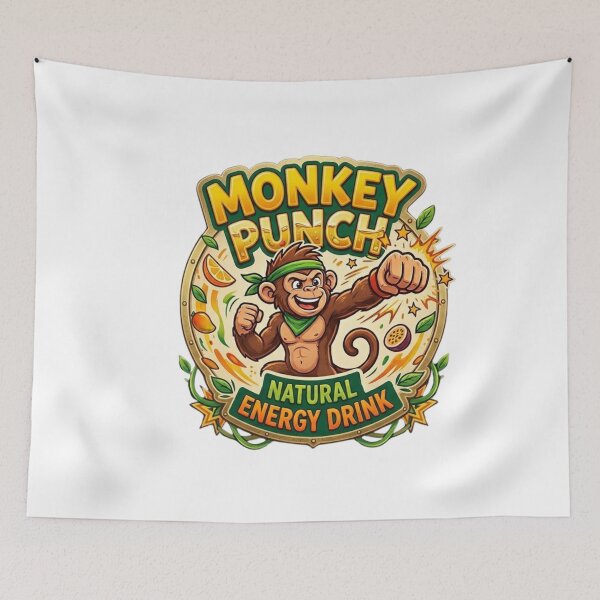 Item preview, Monkey Punch Natural Energy Drink - Tropical Retro Streetwear Badge designed and sold by Wear Sculpt.