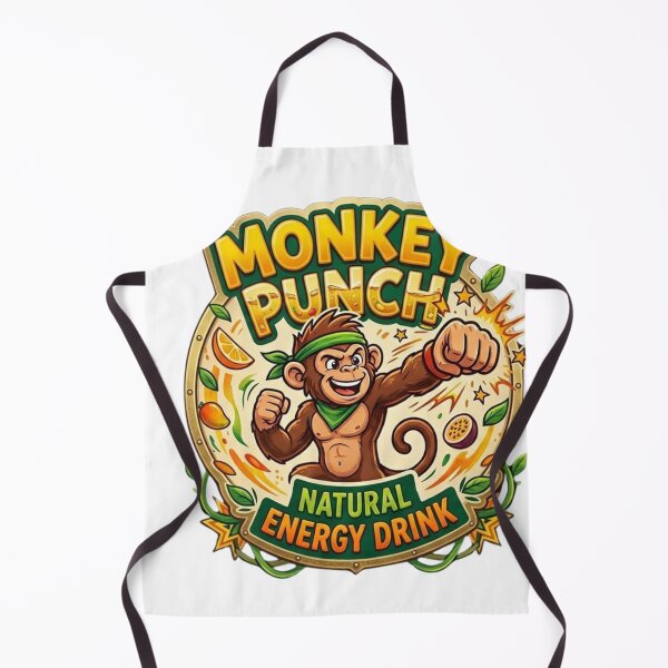 Item preview, Monkey Punch Natural Energy Drink - Tropical Retro Streetwear Badge designed and sold by Wear Sculpt.