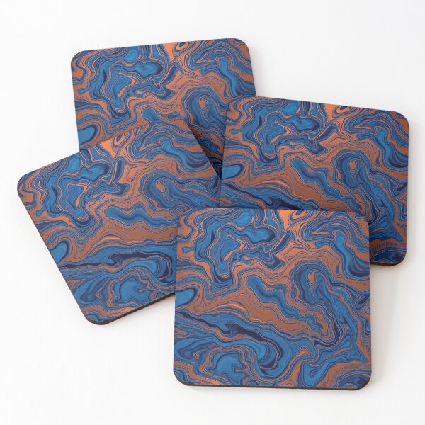 Item preview, Blue and Copper Liquid Marble Pattern designed and sold by BrickByDream.