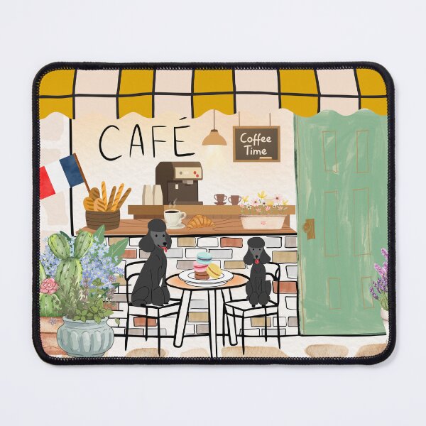 Item preview, Cosy French cafe with black poodles designed and sold by thefrenchyviet.