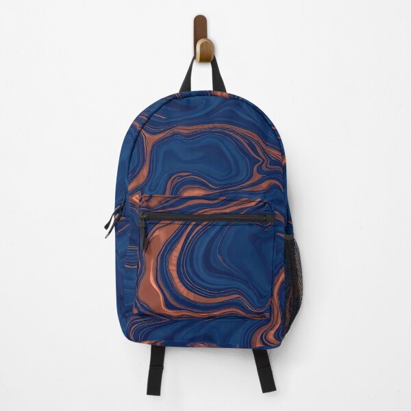 Item preview, Midnight Blue Copper Liquid Marble Pattern designed and sold by BrickByDream.