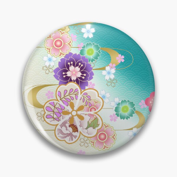 Item preview, Japanese Turquoise Sakura Floral Pattern designed and sold by Sanagiatelier.
