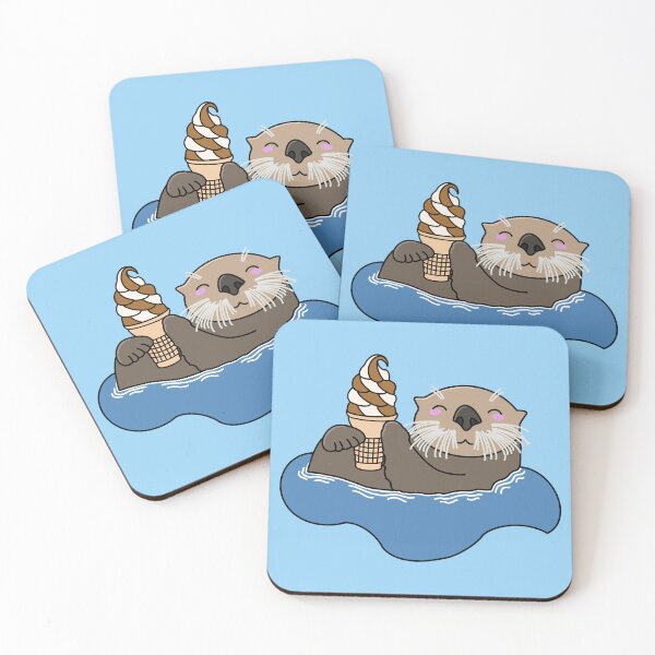 Item preview, Happy Otter with a Soft Serve Ice Cream designed and sold by Acaruso167.