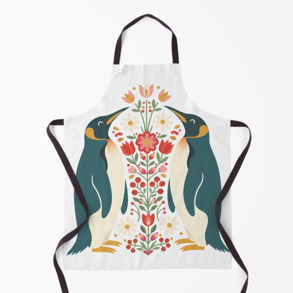 Item preview, King Penguins in Decorative Flower Motifs – Scandinavian Folk Art by heidiannemorris © designed and sold by FOLK ART FUSION by heidiannemorris.