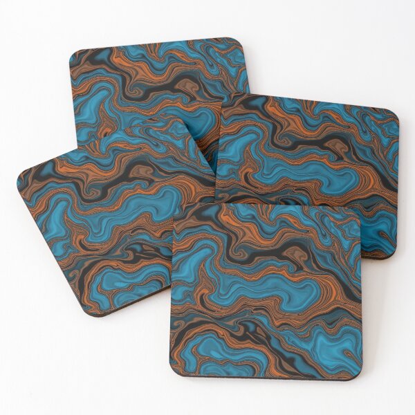 Item preview, Turquoise Copper Liquid Marble Abstract Flow designed and sold by BrickByDream.