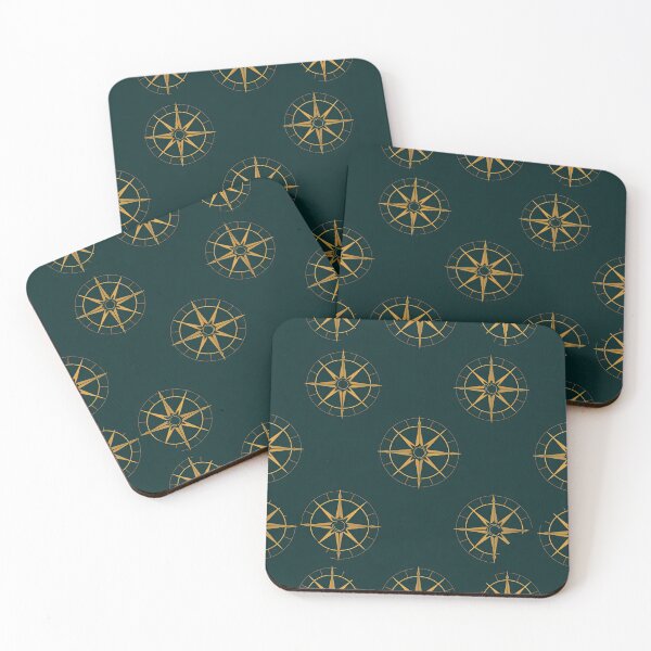 Item preview, Emerald Gold Compass Seamless Pattern designed and sold by BrickByDream.