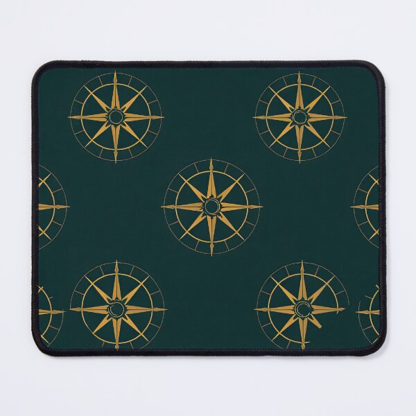 Item preview, Emerald Gold Compass Seamless Pattern designed and sold by BrickByDream.