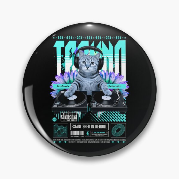Item preview, TECHNO  - Feline The Techno (White)  designed and sold by Discothreadz.