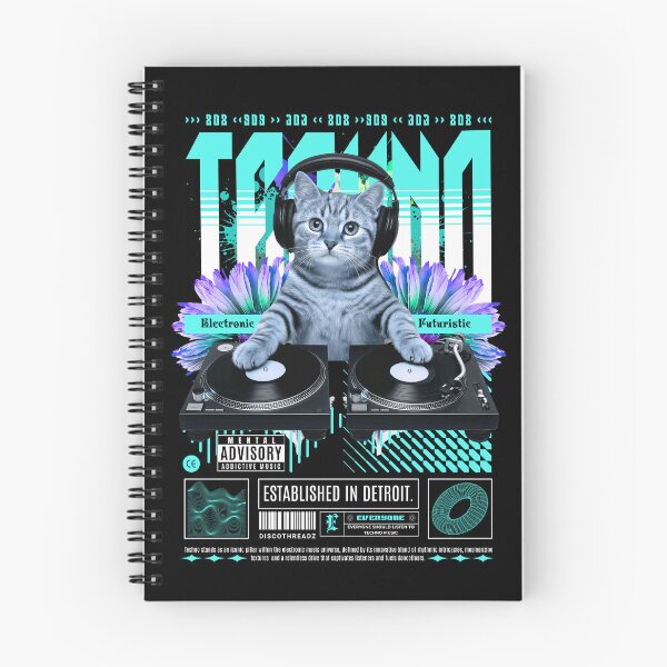 Item preview, TECHNO  - Feline The Techno (White)  designed and sold by Discothreadz.