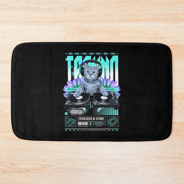 Item preview, TECHNO  - Feline The Techno (White)  designed and sold by Discothreadz.