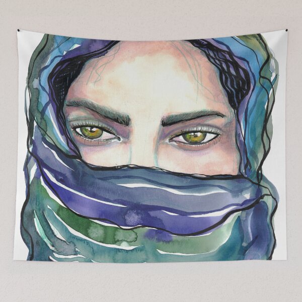 Item preview, Veiled Mystery - Mixed Media Watercolor Portrait designed and sold by Kerravan.