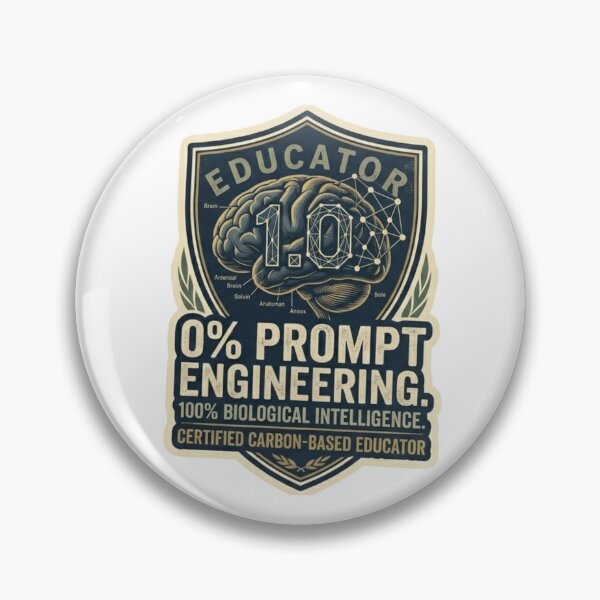 Item preview, Certified Carbon Based Educator Sticker - 0% Prompt Engineering 100% Biological Intelligence Teacher Gift - Anti AI Human Brain Retro Vintage Badge for Biology English Professor Writer designed and sold by kinany00.