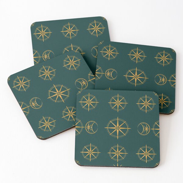 Item preview, Dark Emerald Gold Compass Pattern designed and sold by BrickByDream.