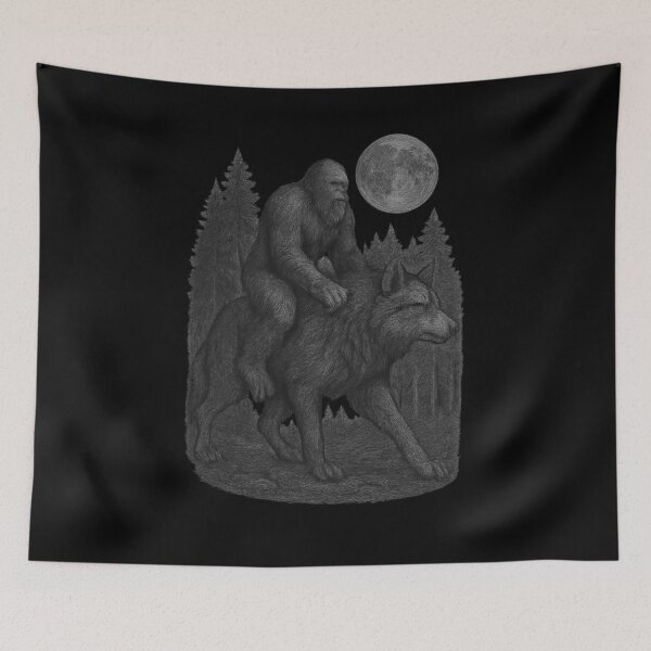 Item preview, Moonlit Wolf Rider – The Legend of Sasquatch designed and sold by LuveraxArt.
