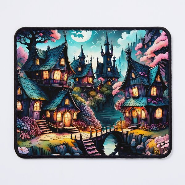 Item preview, Enchanted Fairy Village Moonlit Magical Fantasy Landscape designed and sold by RelinCreates.