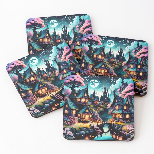 Item preview, Enchanted Fairy Village Moonlit Magical Fantasy Landscape  designed and sold by RelinCreates.