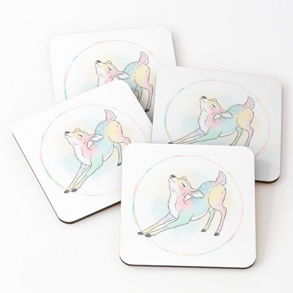 Item preview, Stretch Mode Deer – Cute Watercolor Animal Sticker designed and sold by MongOficial.