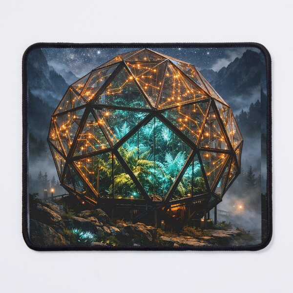 Item preview, Quantum Fractal Greenhouse - Celestial Circuit Nature Wall Art designed and sold by LuxeBuzz.