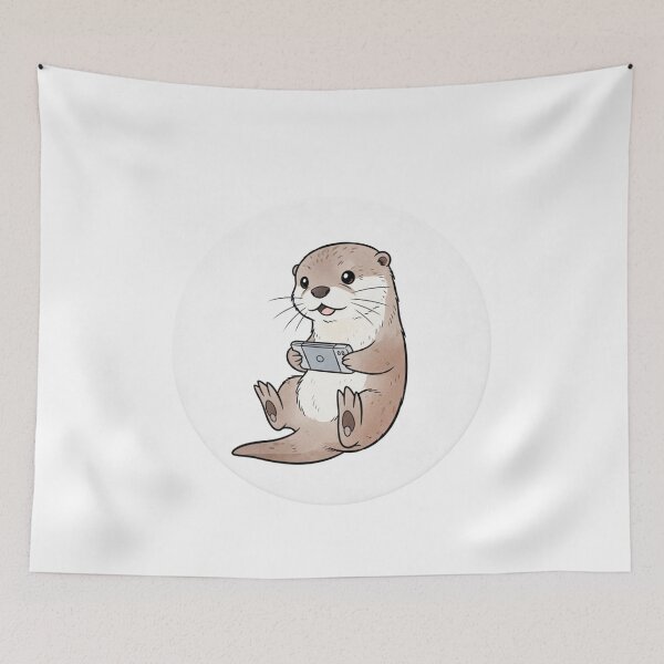 Item preview, Gaming Otter – Kawaii Watercolor Animal Sticker designed and sold by MongOficial.