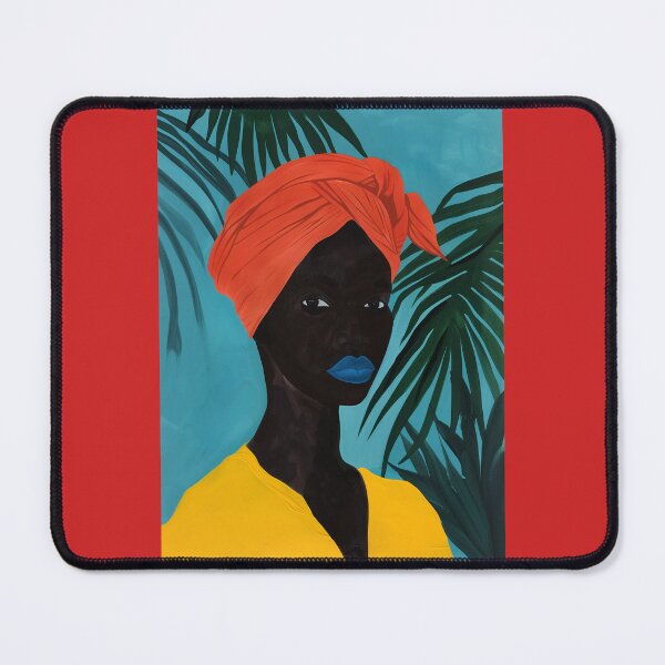 Item preview, African Woman with Orange Scarf - Tropical Art with Vibrant Contrasts designed and sold by Hipatye26.