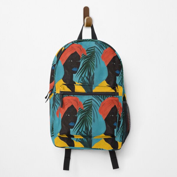 Item preview, African Woman with Orange Scarf - Tropical Art with Vibrant Contrasts designed and sold by Hipatye26.