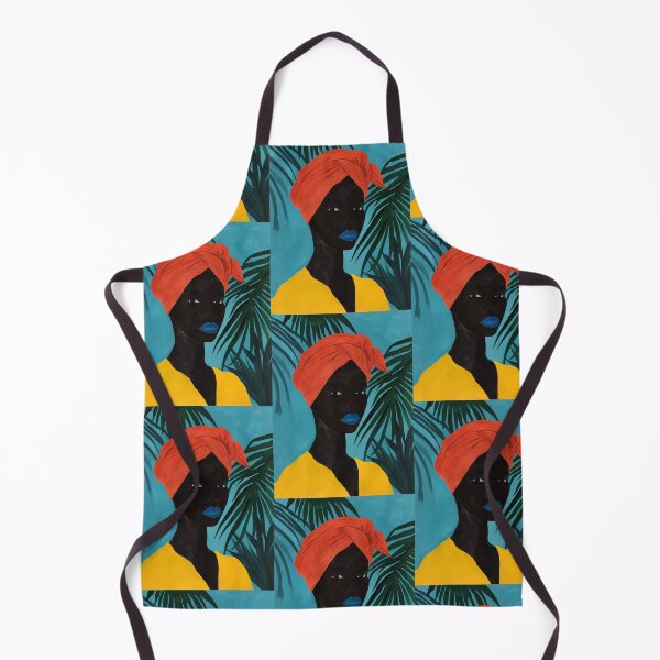 Item preview, African Woman with Orange Scarf - Tropical Art with Vibrant Contrasts designed and sold by Hipatye26.