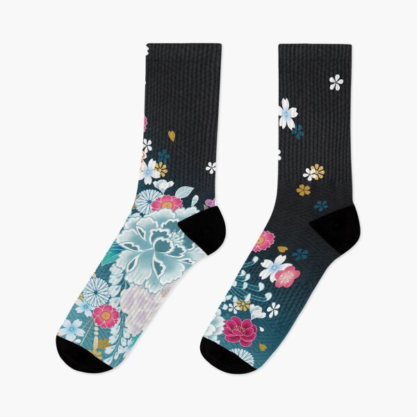 Item preview, Japanese Blue Night Chrysanthemum & Peony Floral Pattern designed and sold by Sanagiatelier.