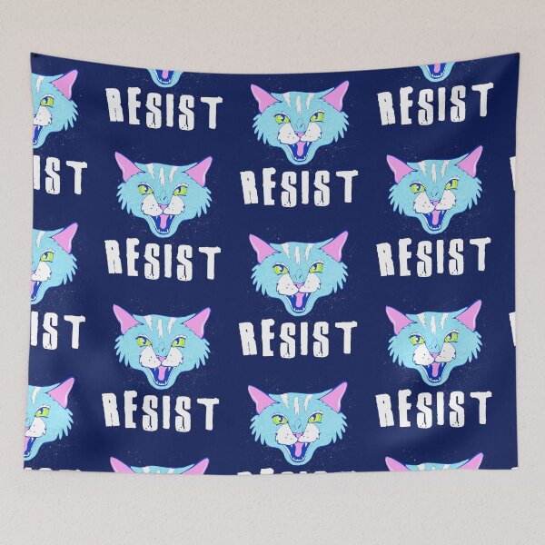 Item preview, Resist Blue Cat - Proud Radical Left Cat - proud progressive liberal cat  designed and sold by crestfallenmermaid.