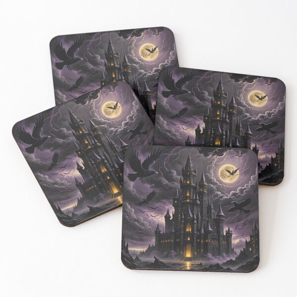 Item preview, Gothic Dark Castle Moonlight Raven Stormy Sky Illustration  designed and sold by RelinCreates.