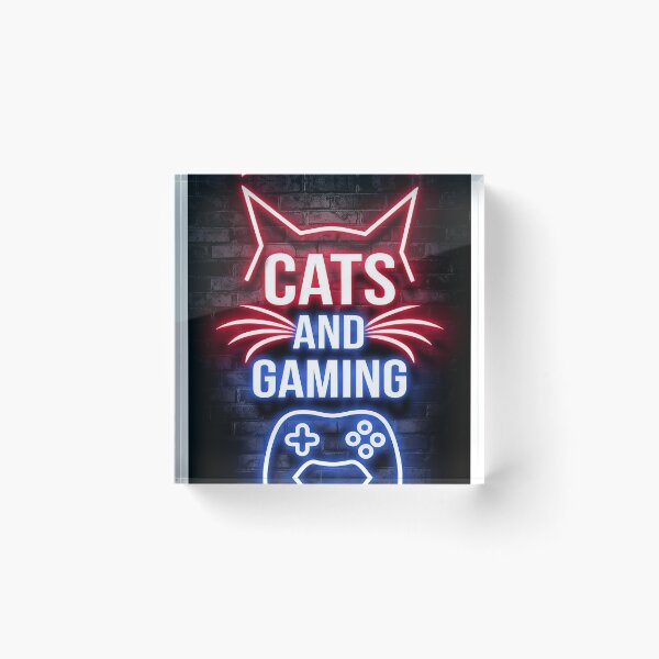 Item preview, "Cats and Gaming" Neon Sign Design - Gamer Style for Cat Lovers designed and sold by Hipatye26.