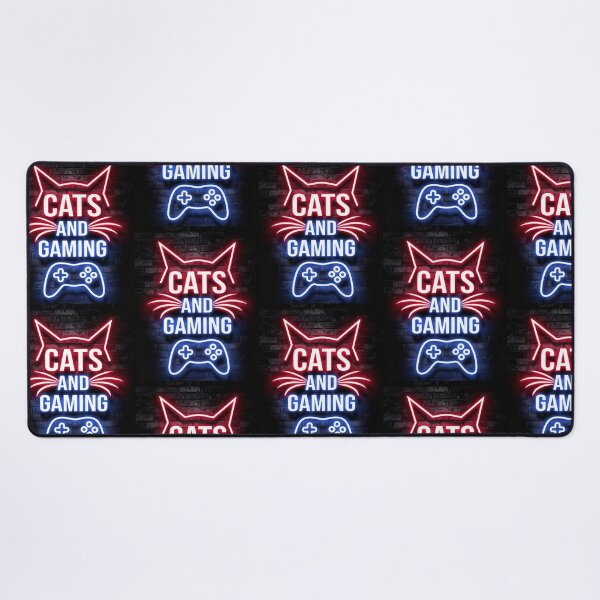 Item preview, "Cats and Gaming" Neon Sign Design - Gamer Style for Cat Lovers designed and sold by Hipatye26.