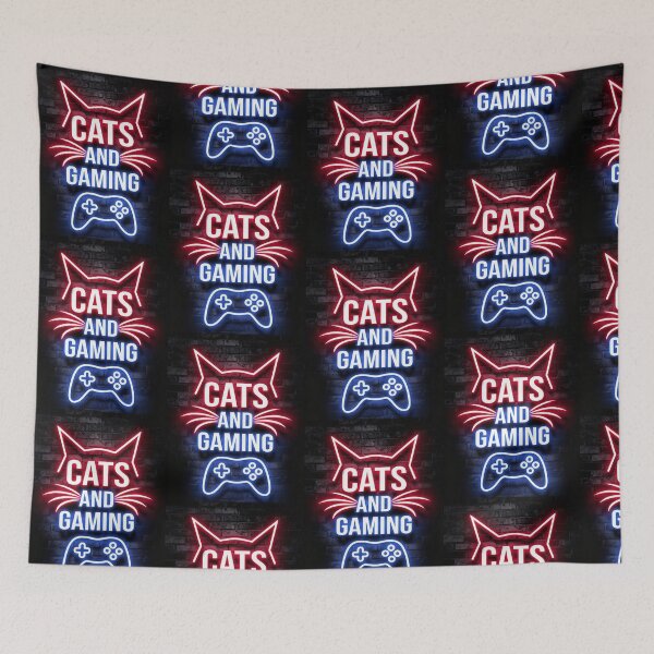 Item preview, "Cats and Gaming" Neon Sign Design - Gamer Style for Cat Lovers designed and sold by Hipatye26.