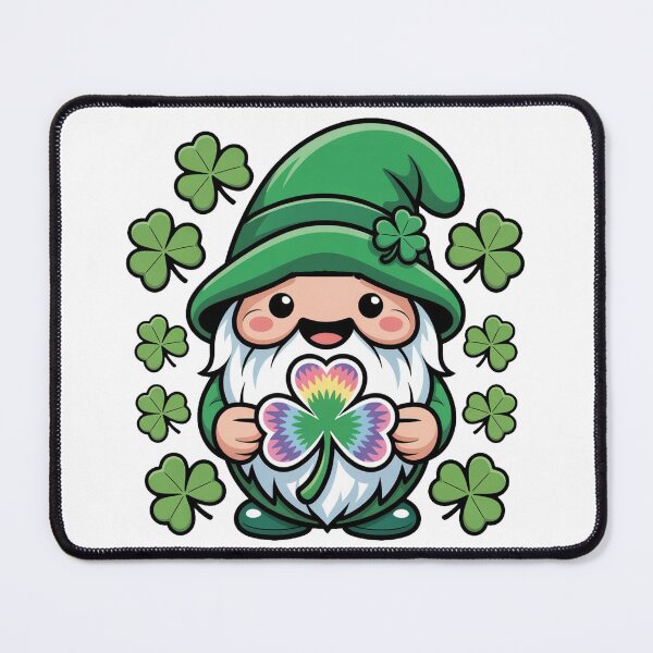 Item preview, Irish Gnome with Rainbow Clover designed and sold by QuiteOrbit.