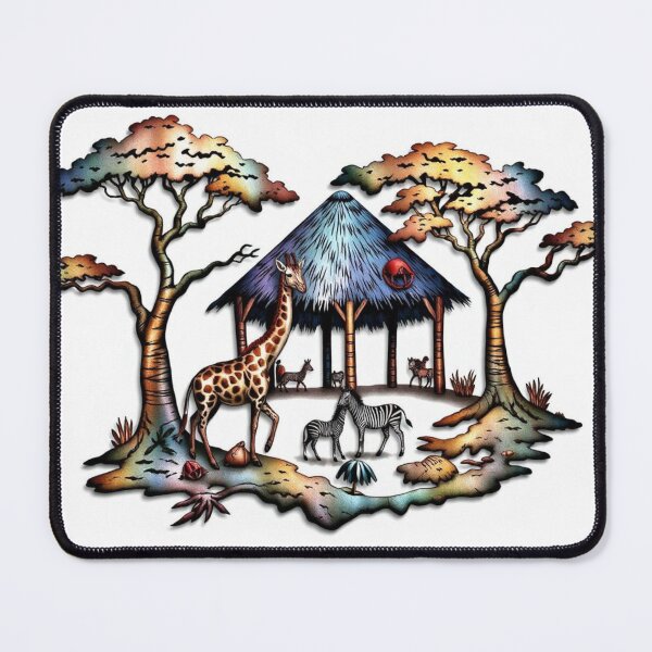 Item preview, African Animals Near Hut Large designed and sold by tambanow.